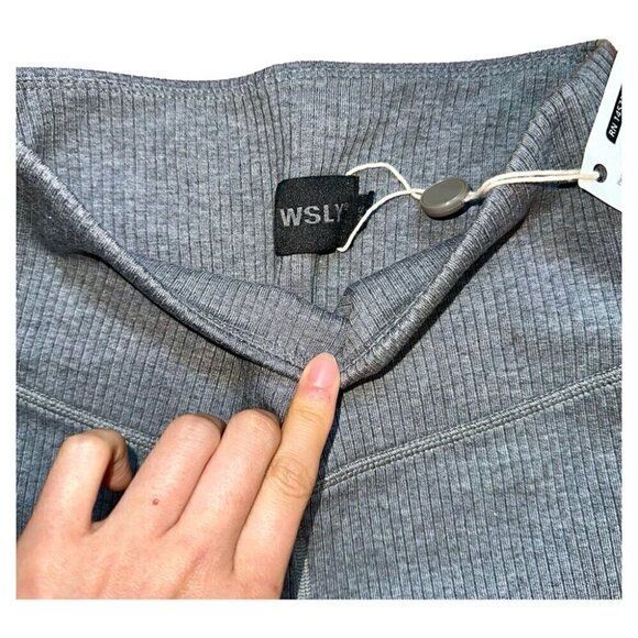 Revolve WSLY Rivington 7" high waist Ribbed Biker Short NWT, Grey Heather, XS - Picture 4 of 5